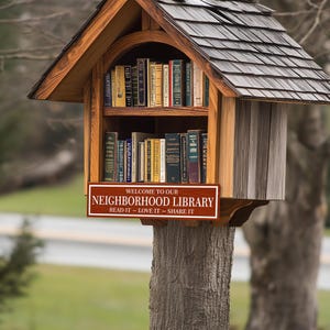 Welcome to Our Free Library Street Sign - Personalized for Sharing In Your Neighborhood Book Exchange - Weatherproof Signs