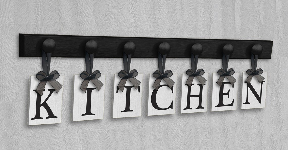 KITCHEN Wall Decor Sign Wood Hanging Letter Blocks KITCHEN Etsy