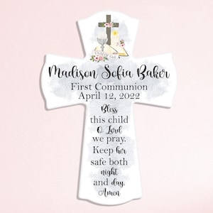 First Communion Gift For Girls with name and (select: bible verse or quote)