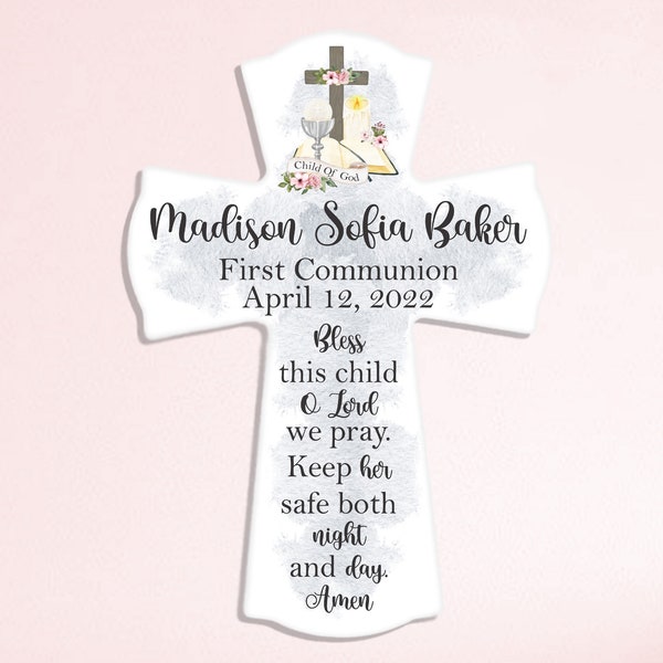 First Communion Gift For Girls, Personalized Communion Cross, Personalized Communion Gift, Holy Communion Gift, Girl Communion Gift Ideas