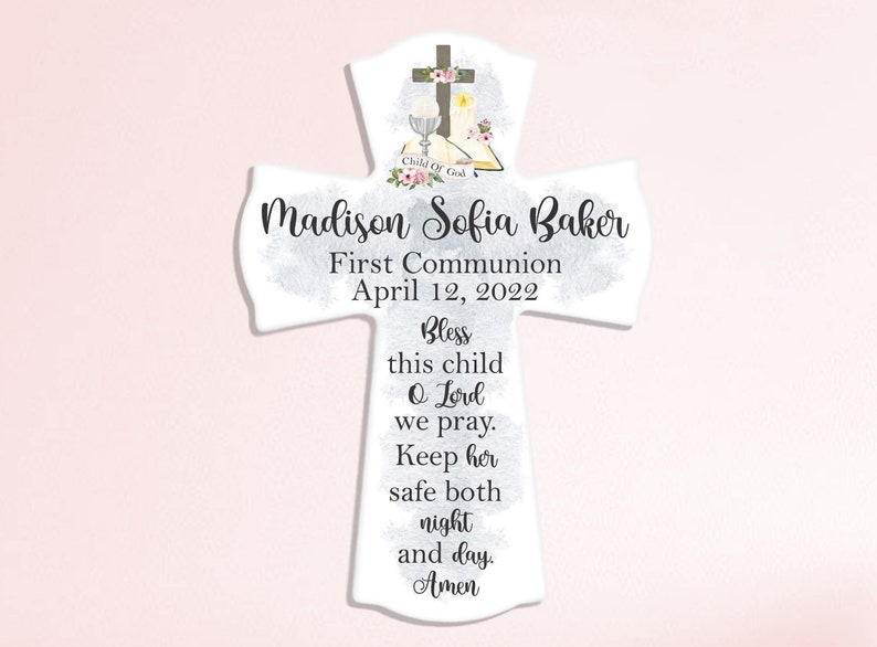 First Communion Gift For Girls with name and (select: bible verse or quote)