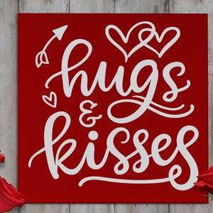 Valentines Wall Decor | Hugs and Kisses | Sign | Valentines Day Decor | Valentine Wall Art | Wood Valentine Signs