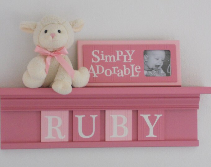 Personalized Children Nursery Decor 24 Pink Shelf With 4 Etsy