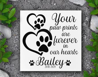Customized Pet Memorial Plaque for Dog or Cat - Personalized Grave Marker for Garden