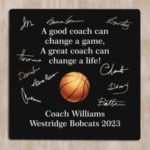 Personalized Basketball Coach Gift: Team Signature Wooden Plaque
