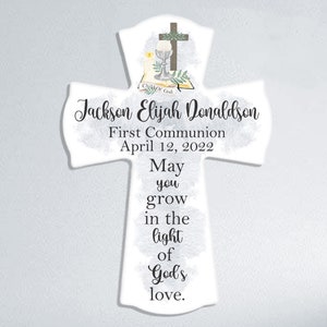 Communion Gift For Boys, Personalized First Communion Cross, Personalized Communion Gift, Holy Communion Gift, Keepsake Boy Communion Gift May You Grow