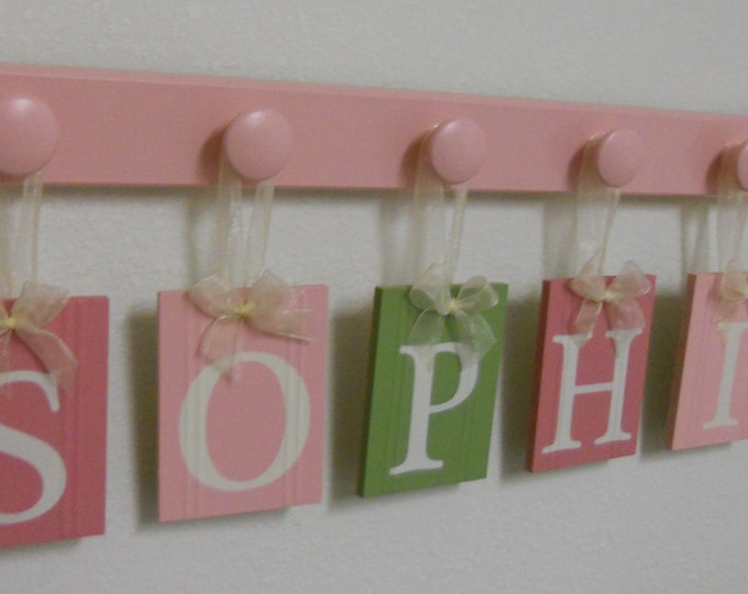 Wooden Wall Nursery Letters Pink and Green Personalized for Etsy