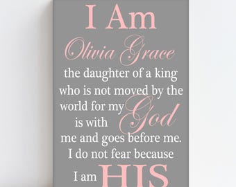 I Am the Daughter of a King | Sign | Baby Girl Personalized Gift | Christian Baptism Gift | Dedication Gift | Catholic Nursery Decor Girl