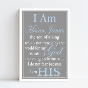 Personalized Baptism Gift for Boy: Christian Nursery Wall Art