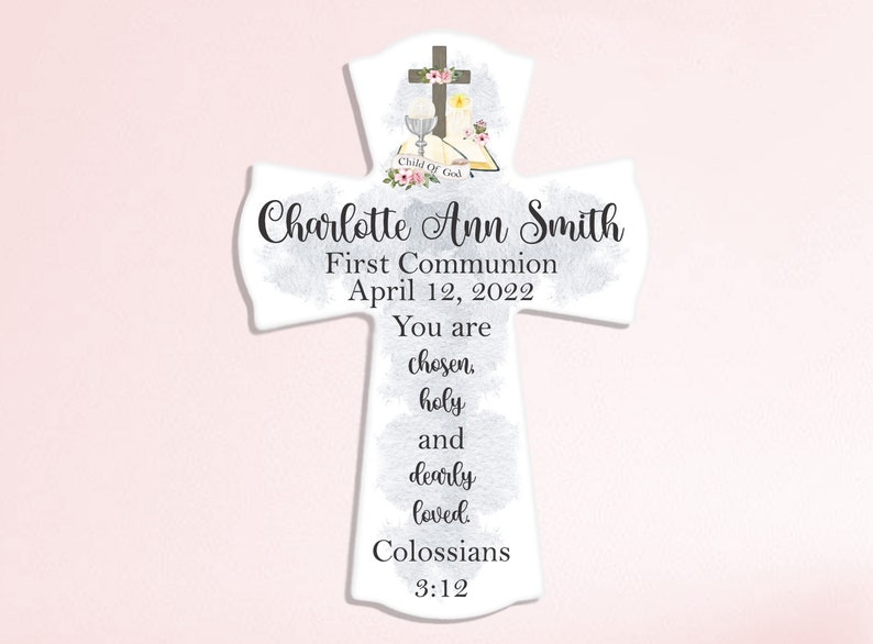 First Communion Gift For Girls, Personalized Communion Cross, Personalized Communion Gift, Holy Communion Gift, Girl Communion Gift Ideas You Are Chosen Holy