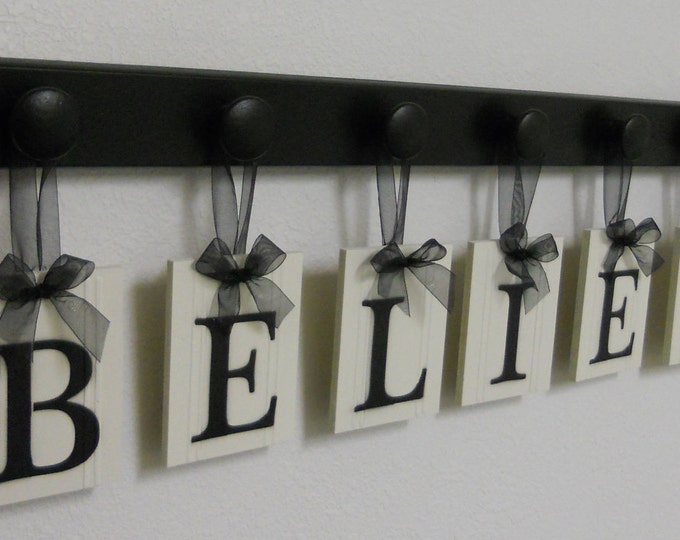 BELIEVE Sign Wall Art Decor Seven Hanging Wood Letter Etsy