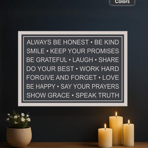 Inspirational Words to Live By Sign: Honesty, Kindness, Gratitude - Wood