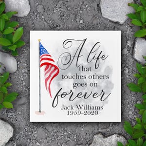 Personalized Veteran Memorial Tile: Patriotic Flag Garden Plaque