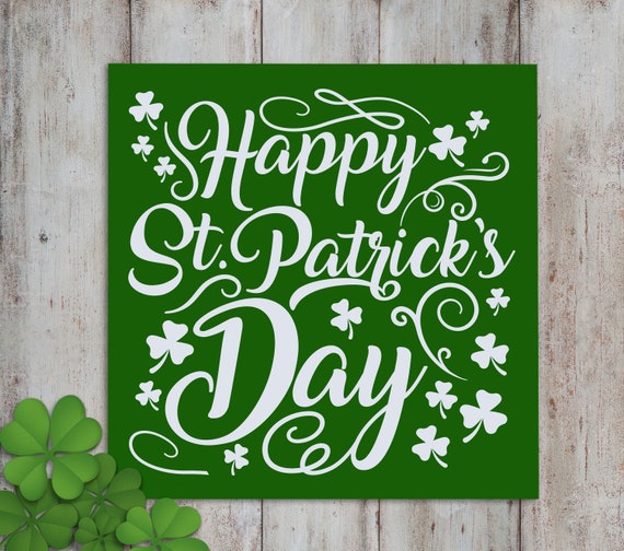 Happy St Patrick's Day Sign Green Shamrock Decor St Patricks Day