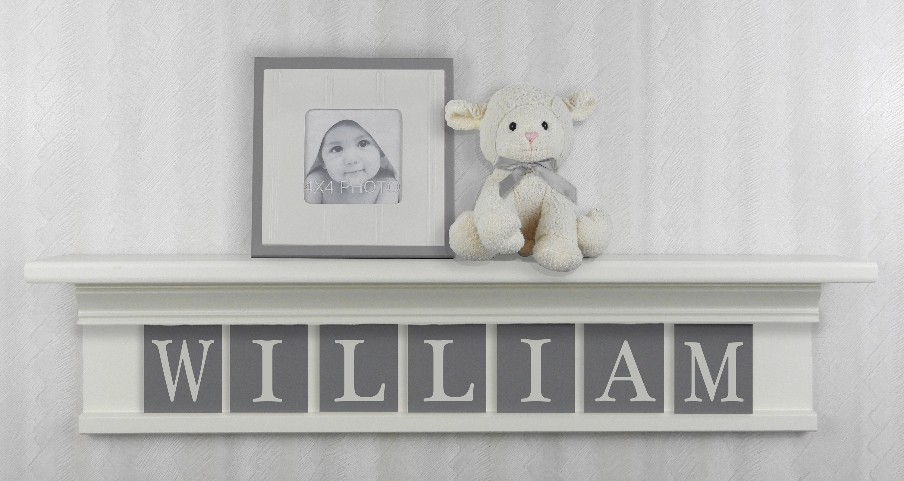 Baby Boy Wall Decor White Shelf Gray Nursery Decor Baby Etsy