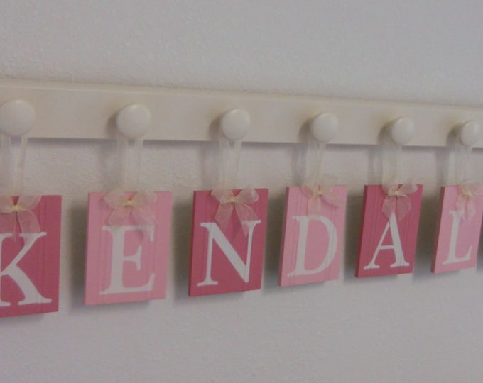 Pink Nursery Decorations Wooden Letters Includes 4 Hooks and Etsy