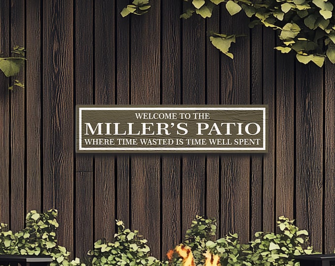 Personalized Patio Oasis Sign: Custom Family Name Outdoor Decor