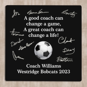 Personalized Soccer Coach Gift: Signable Team Appreciation Plaque