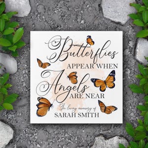 Monarch Butterfly Memorial Tile: Personalized Remembrance Garden Plaque