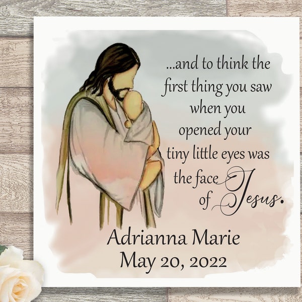 Baby Loss Miscarriage Keepsake Memorial Sign "And to Think the First Thing You Saw... Jesus" | Infant Loss Memorial Signs | Pregnancy Loss