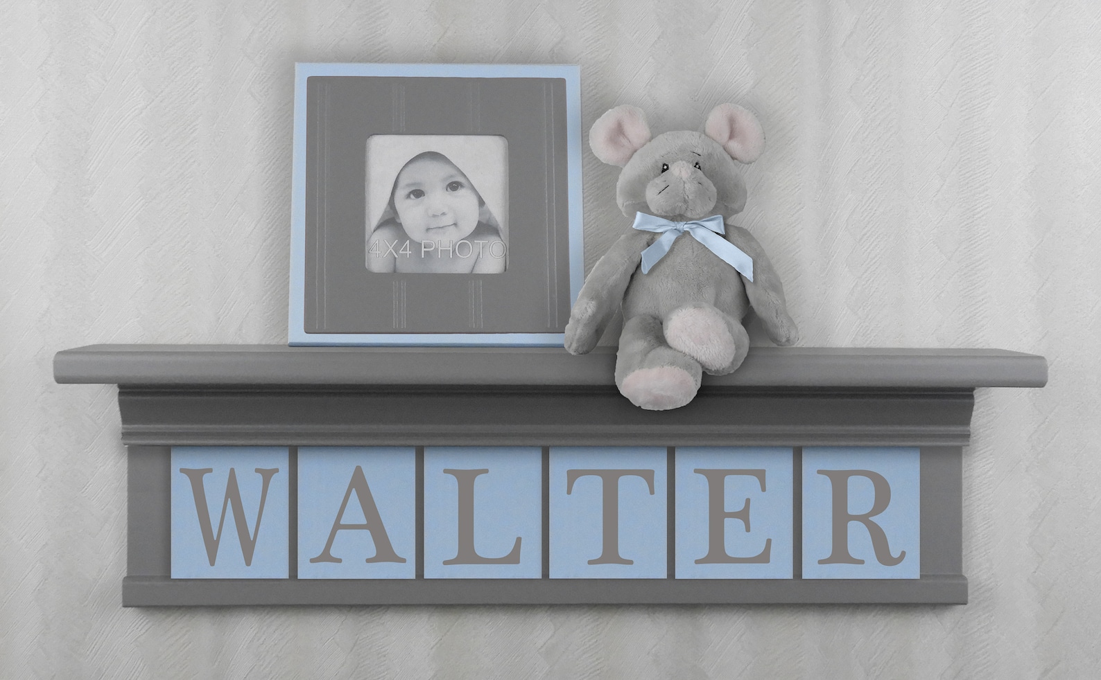 Baby Boy Nursery Name Letters Personalized Shelf Grey With Etsy