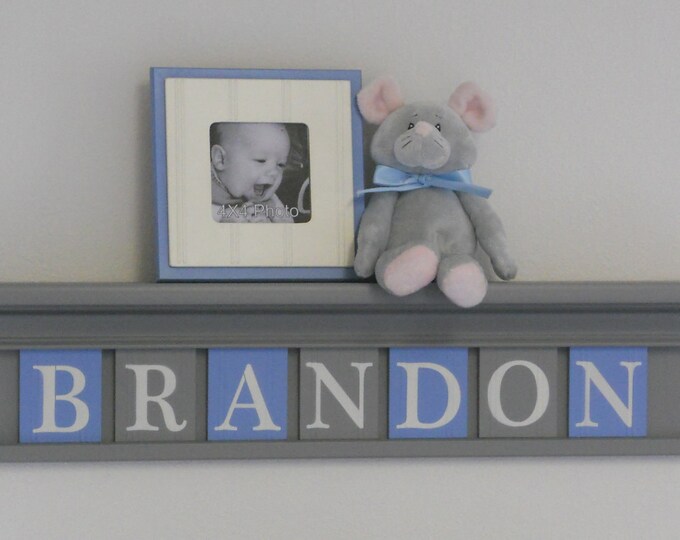 Nursery Wall Shelf Baby Boy Nursery Art Blue and Gray Etsy