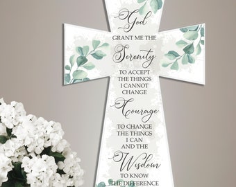 Serenity Prayer Cross "God Grant Me The Serenity To Accept The Things I Cannot Change.." Christian Scripture Inspirational Verse Cross