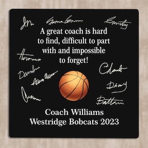 Personalized Basketball Coach Gift: Team Signature Wooden Plaque