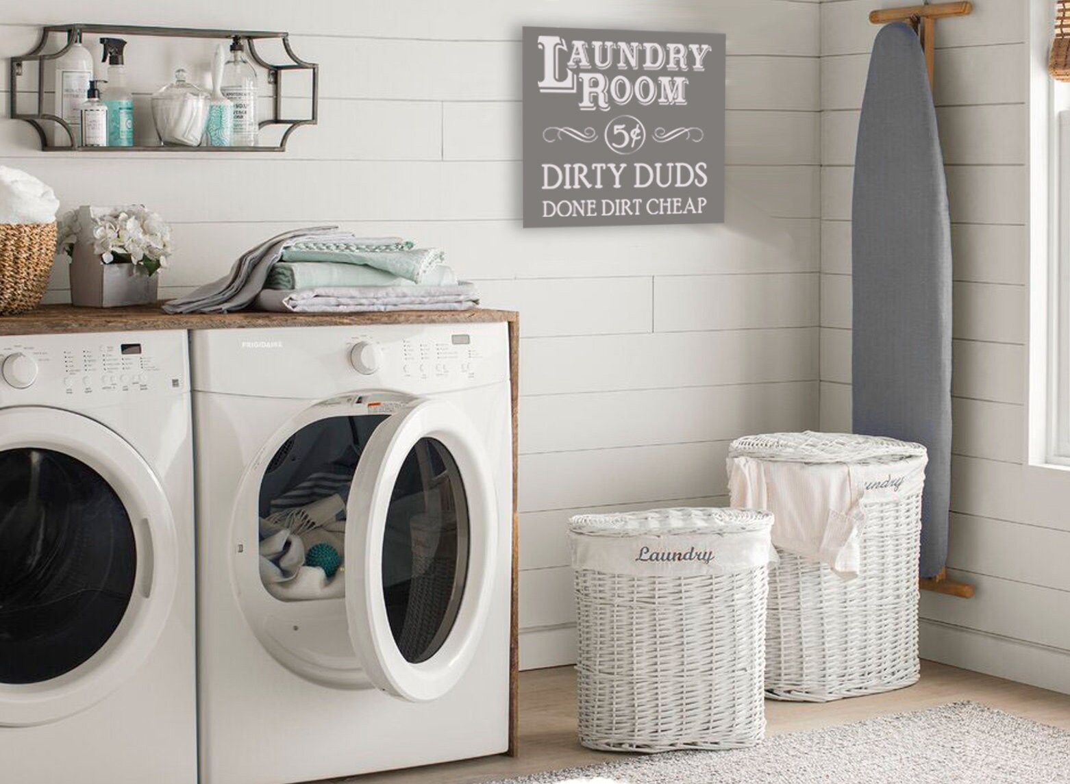 Laundry Room Sign Dirty Duds Done Dirt Cheap Laundry Wall - Etsy