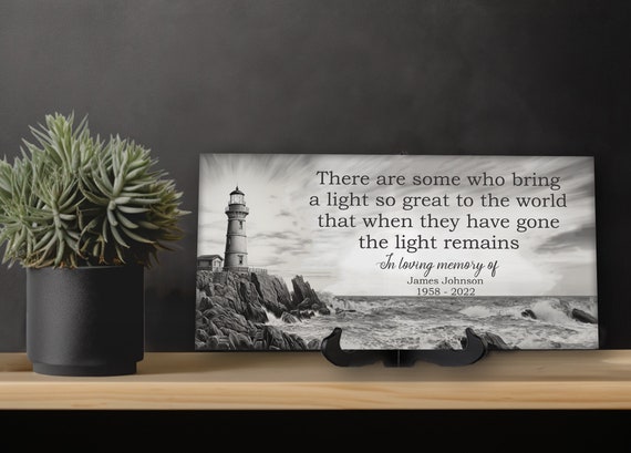 Personalized Memorial Tile: Lighthouse Grief Gift, Remembrance Plaque