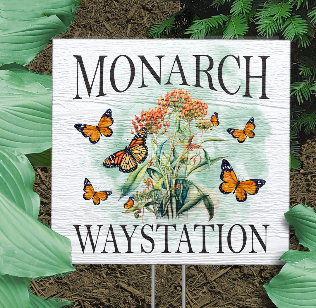 Garden Wood Sign monarch Waystation Nature-inspired Yard Lawn Signs ...