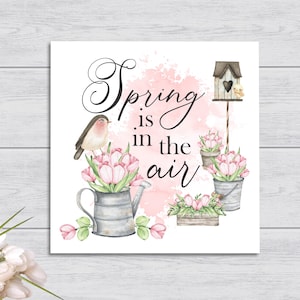 Watercolor Spring Wood Sign: Farmhouse Style Decor