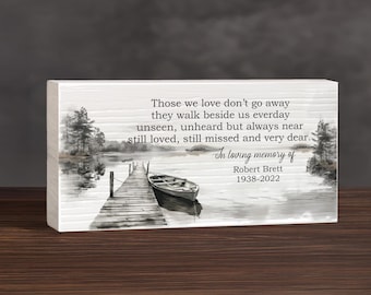 Fishing Memorial Plaque Personalized, Fisherman Remembrance Gift, In Loving Memory Boat Lake Scene