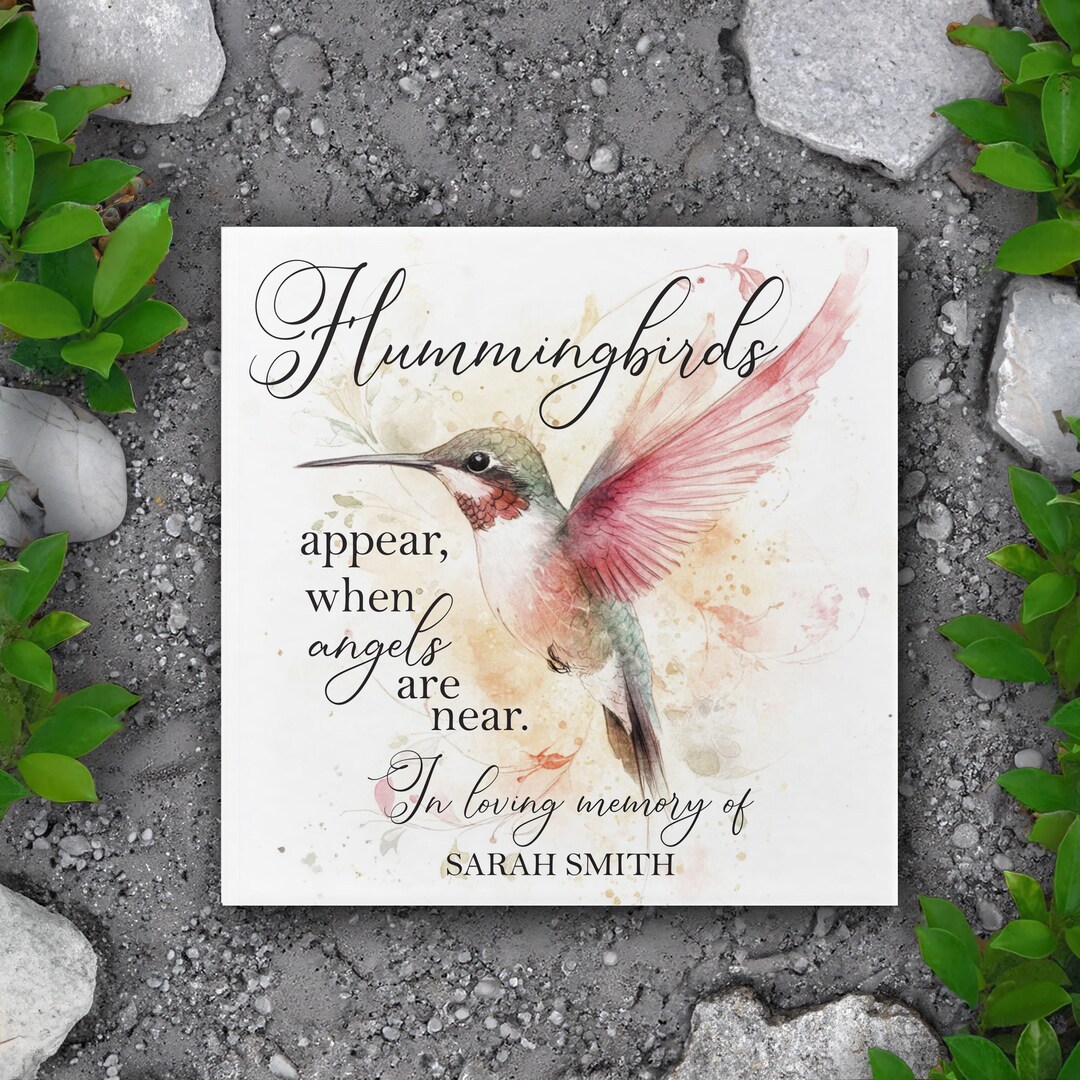Personalized Hummingbird Memorial Tile, Sympathy Gift, in Loving Memory ...