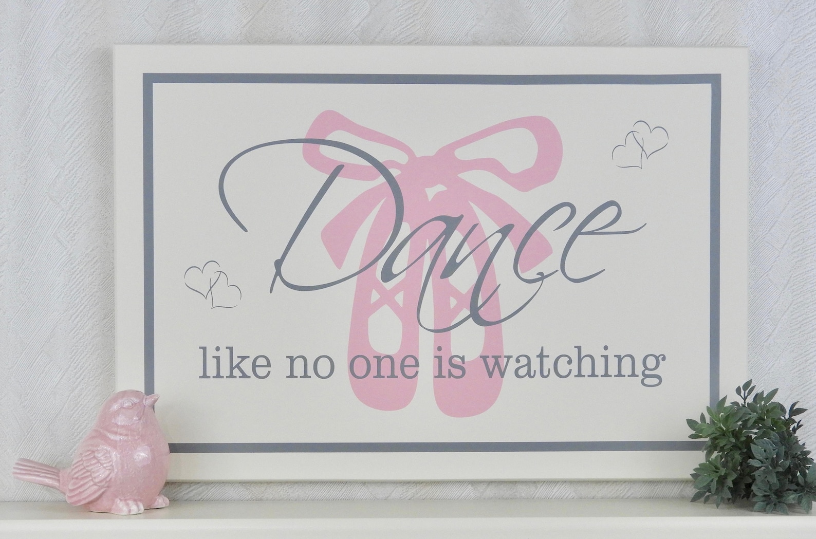 dance like no one is watching | pink ballet slippers ballerina shoes | painted wooden sign | little girl room decor art | pink g