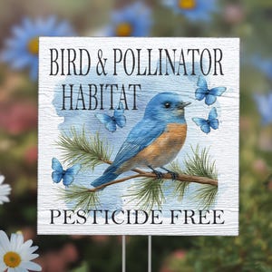 Bluebird Garden Sign: Bird & Pollinator Habitat, Pesticide Free