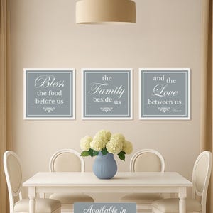 Bless the Food: Family Love Sign Set – Farmhouse Kitchen Dining Room Wall Decor