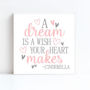 A Dream Is A Wish Your Heart Makes - Sign Children's Nursery Decor - Girls Room Decor Inspiration Sign - A Dream Is A Wish Your Heart Make