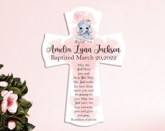 Baby Dedication Gift - Cross Baptism Gift - Baptism Gift Girl - Personalized Baptism Gift - Baby Dedication Verse: May The Lord Bless You...