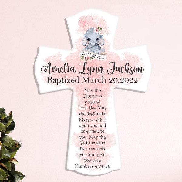 Baby Dedication Gift - Cross Baptism Gift - Baptism Gift Girl - Personalized Baptism Gift - Baby Dedication Verse: May The Lord Bless You...