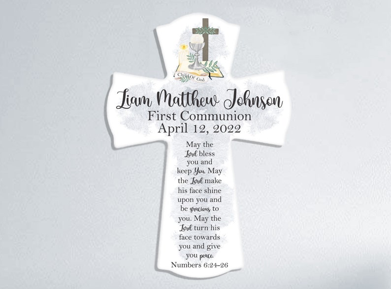 Communion Gift For Boys, Personalized First Communion Cross, Personalized Communion Gift, Holy Communion Gift, Keepsake Boy Communion Gift May The Lord Bless