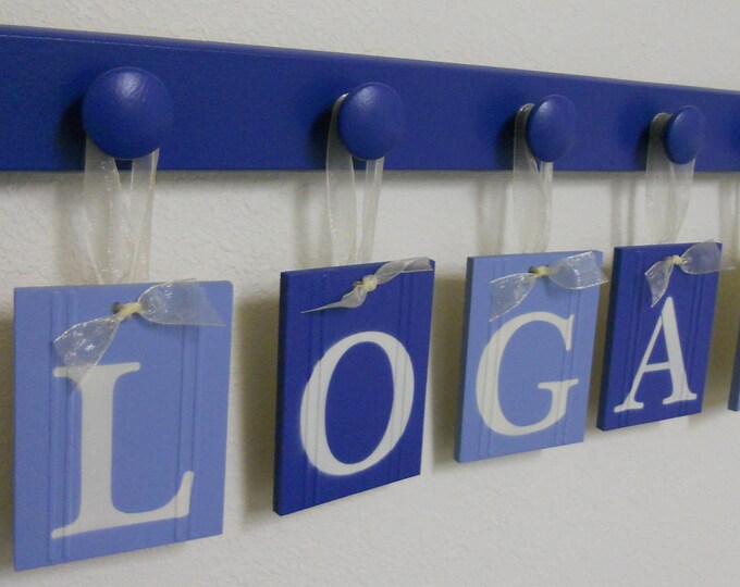 Blue Wall Letters Wooden Nursery Decor for Boy Room Etsy