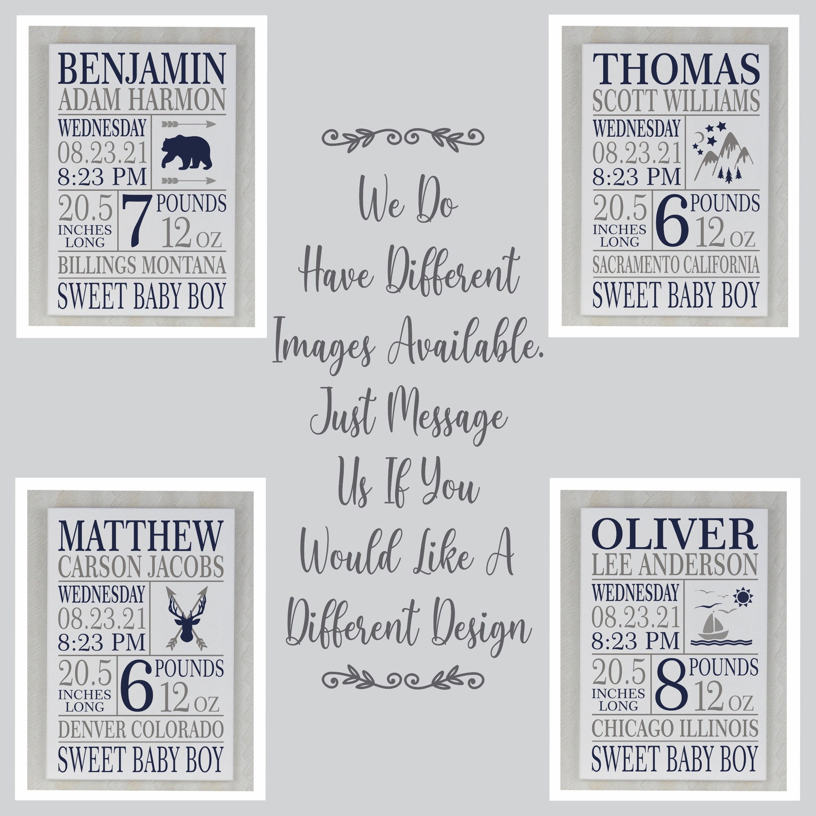 Boys Birth Announcement Sign Baby Announcement Sign Baby Etsy