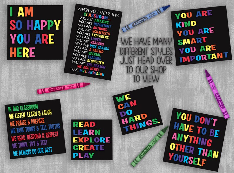 Educator Classroom Sign: Vibrant Classroom Decoration I Am So Happy You Are Here Colorful Motivational Quote Teacher Classroom Decor image 3