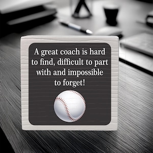 Personalized Baseball Coach Gift Plaque: Thank You Quote, Sport Art