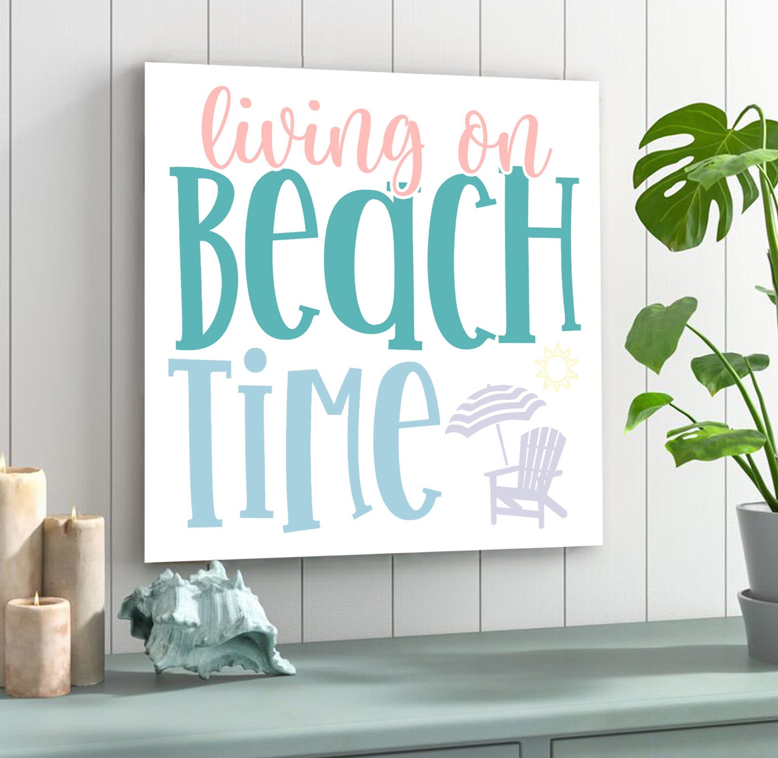 Ocean Home Decor Living on Beach Time Sign Beach Decor | Etsy