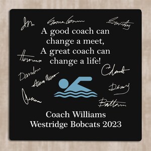 Personalized Swimming Coach Gift: Signable Team Wood Board