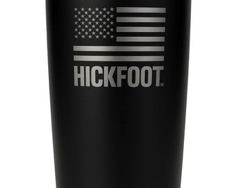 20oz Tumbler - Black- Laser Etched American Flag, Patriotic Gift