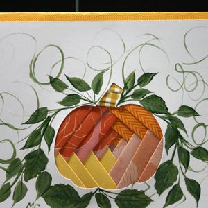 Iris folded and hand painted blank Pumpkin card