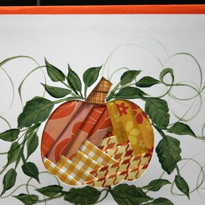 Iris folded and hand painted blank Pumpkin card